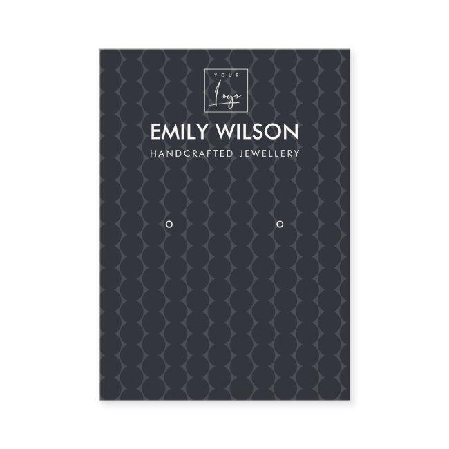 BLACK DOTS CIRCLE PATTERN EARRING DISPLAY LOGO