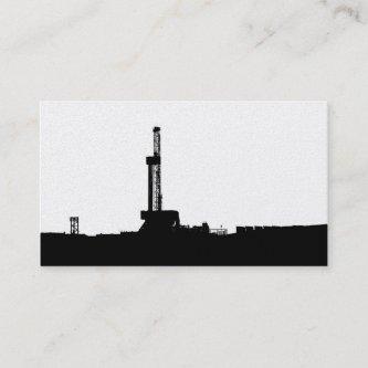 Black Drilling Rig Silhouette on White Background