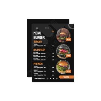 Black Elegant Burger Restaurant Menu Invitation