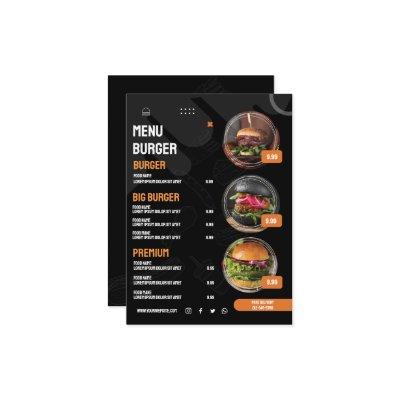 Black Elegant Burger Restaurant Menu Invitation