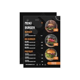 Black Elegant Burger Restaurant Menu Invitation