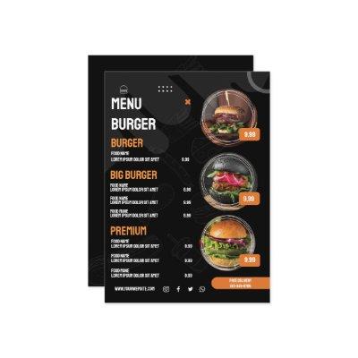 Black Elegant Burger Restaurant Menu Invitation
