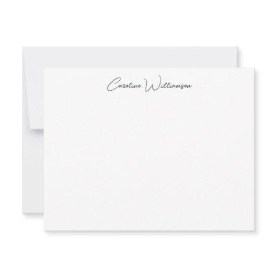 Black Elegant Handwriting Personalized Stationery Note Card