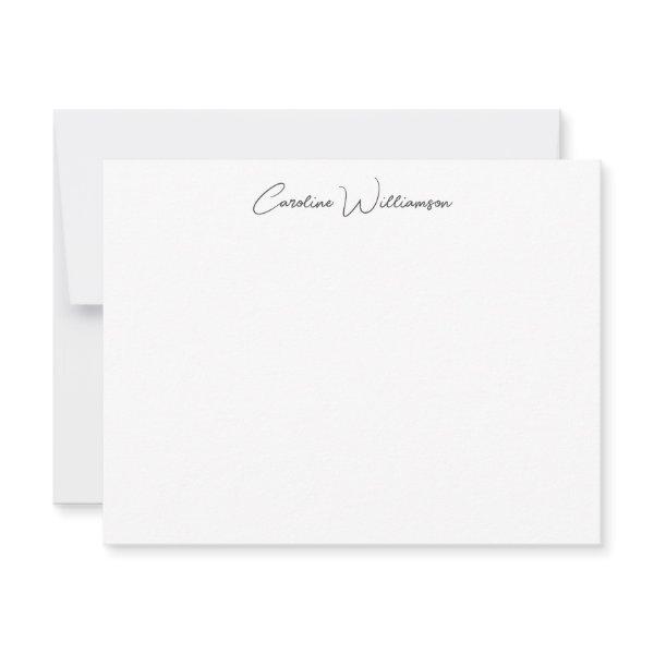 Black Elegant Handwriting Personalized Stationery Note Card