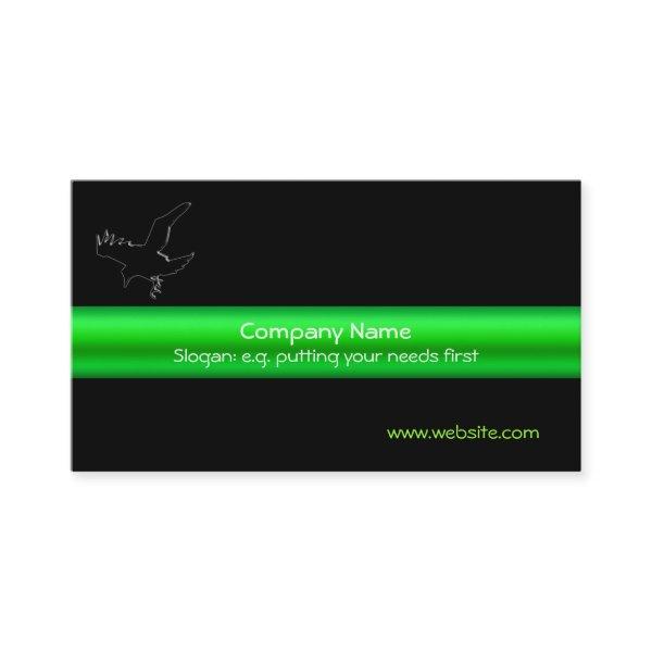 Black Embossed-look Raven on green metallic-effect