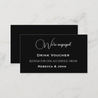 Black Engaged Party Drink Voucher Enclosure Card