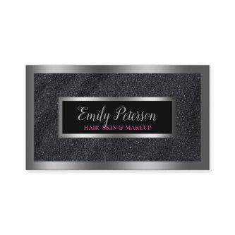 Black Faux Glitter Silver Accents