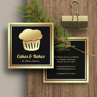 Black Faux Gold Foil Homemade Cupcake Bakery Square