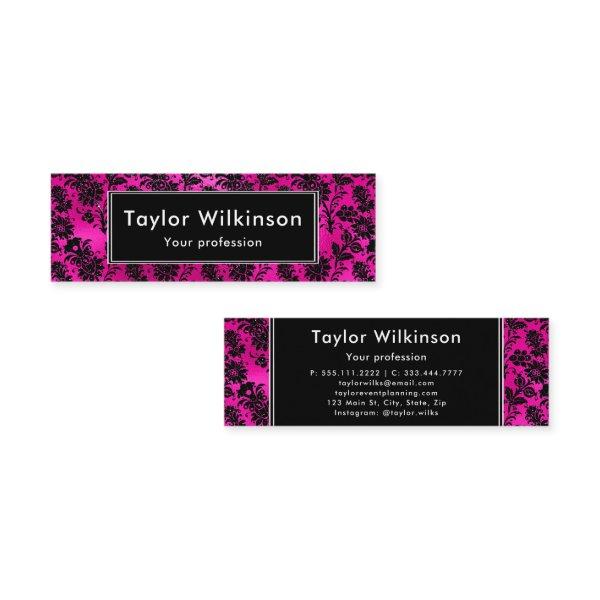 Black Floral Damask on Hot Pink Mini