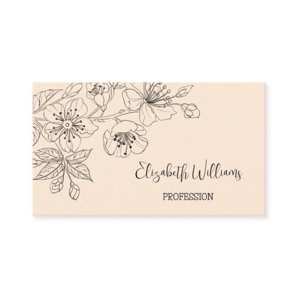 Black Floral Line Art Botanical Cream Script Type