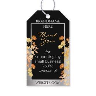 Black Floral Product Supplies Orange Silver Colors Gift Tags