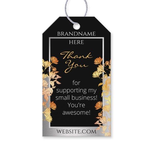 Black Floral Product Supplies Orange Silver Colors Gift Tags