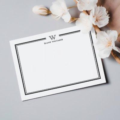 BLACK Formal Classic Family Monogram Double Frame Note Card
