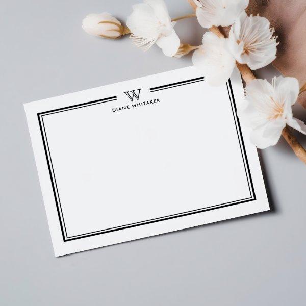 BLACK Formal Classic Family Monogram Double Frame Note Card