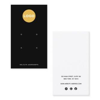 Black Four 4 Hole Stud Earring Display Holder Logo