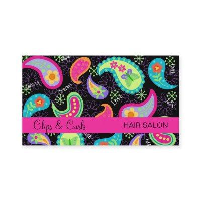 Black Fuchsia Pink Modern Paisley Whimsy Pattern