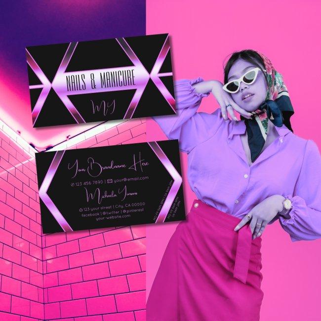 Black Geometric Pink Purple Shimmer with Monogram