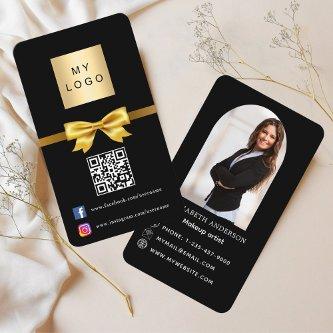 Black gold bow arch photo Qr code social media