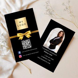 Black gold bow arch photo Qr social media premium