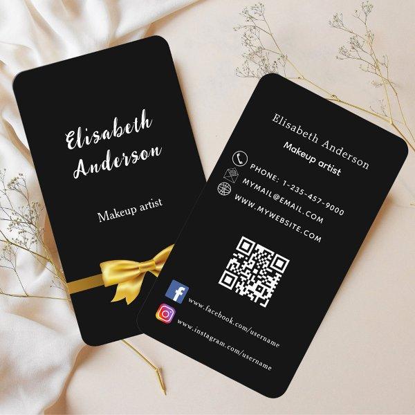 Black gold bow Qr code social media