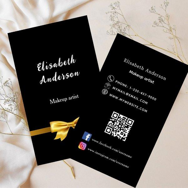 Black gold bow Qr code social media