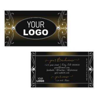 Black Gold Brown Ornate Sparkle Diamonds with Logo