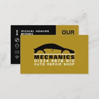 Black & Gold Car Logo, Auto Mechanic