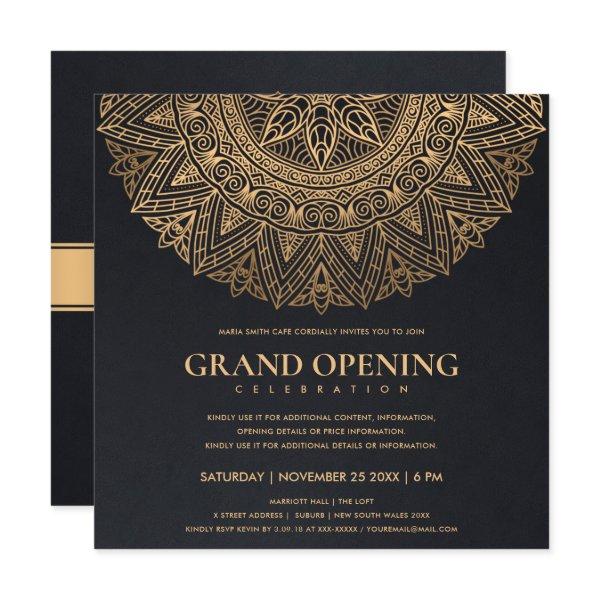 BLACK GOLD CLASSIC ORNATE MANDALA GRAND OPENING INVITATION