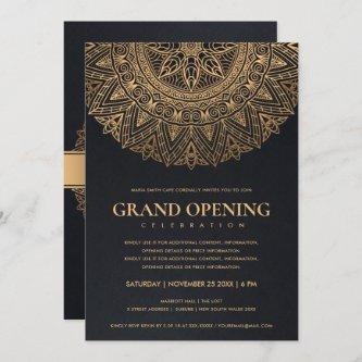 BLACK GOLD CLASSIC ORNATE MANDALA GRAND OPENING INVITATION