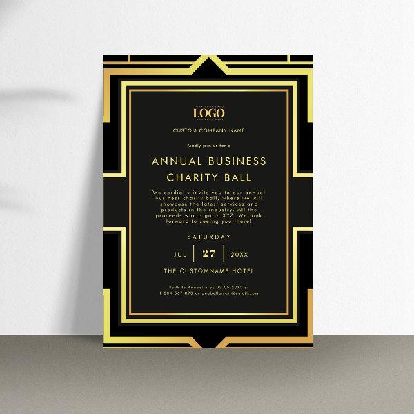 Black & Gold Custom Logo Business Company Event Invitation