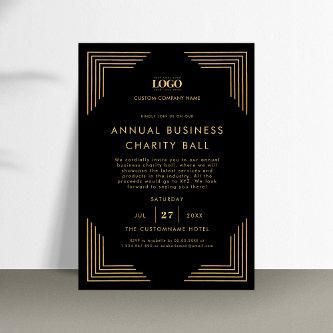 Black Gold Custom Logo Business Event Dinner Party Invitation