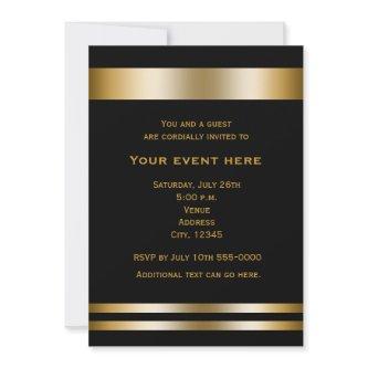 Black & Gold Elegant Dinner Party Event Invitation