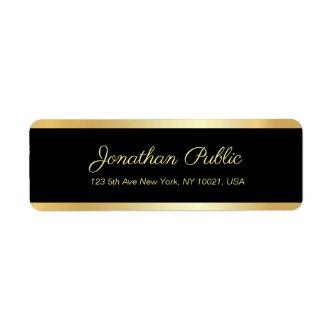 Black Gold Elegant Template Modern Return Address Label