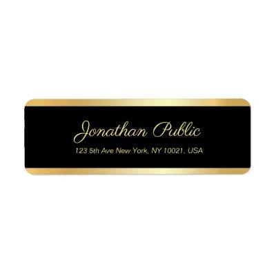 Black Gold Elegant Template Modern Return Address Label