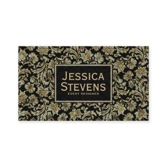 Black & Gold Floral Damasks Pattern