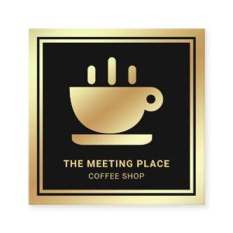 Black Gold Foil Coffee Cup Coffeehouse Coffee Shop Square