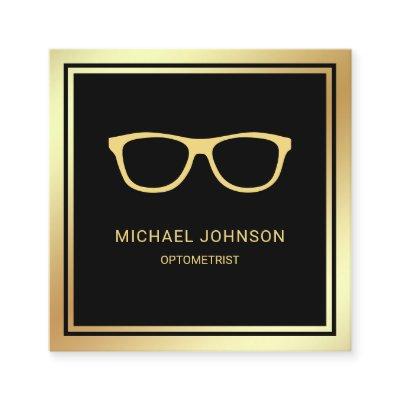 Black Gold Foil Eyeglasses Eye Doctor Optometrist Square