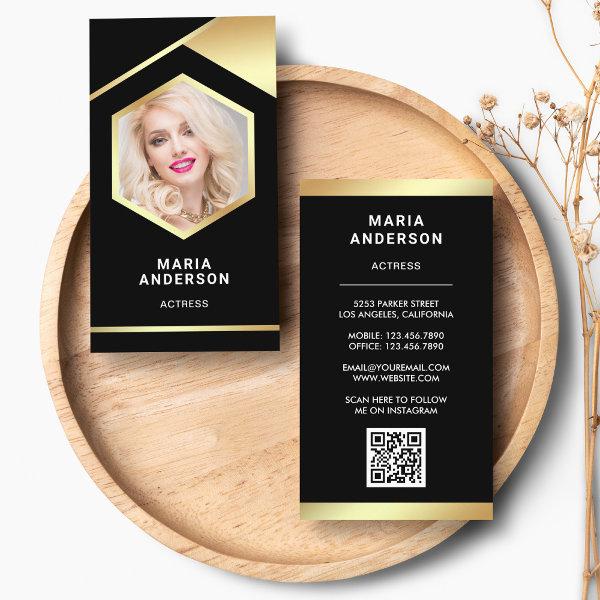 Black Gold Foil Model Actress QR Code Photo