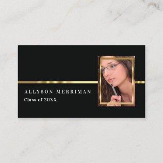 Black | Gold Graduation Photo Insert Name Cards
