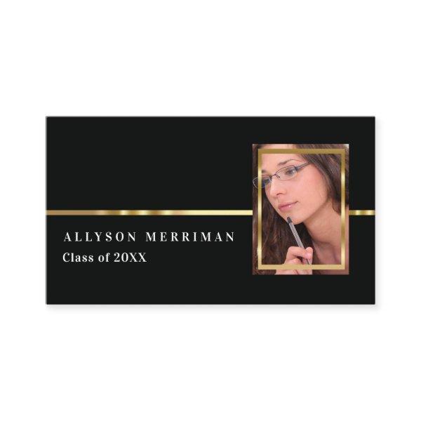 Black | Gold Graduation Photo Insert Name Cards
