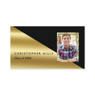 Black Gold Graduation Photo Insert Name Cards