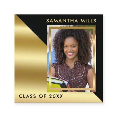 Black Gold Graduation Photo Insert Name Cards