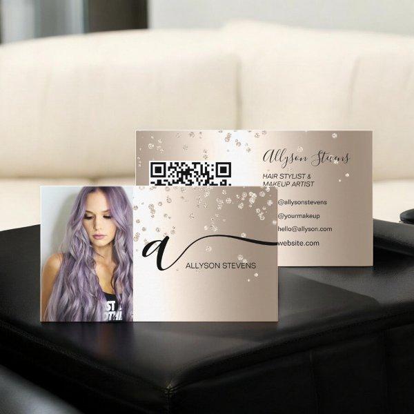 Black gold hair makeup photo initial qr code