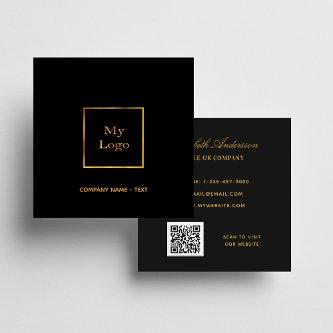 Black gold logo QR code elegant  Square