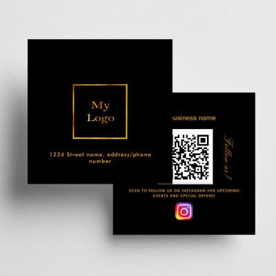 Black gold logo QR code Instagram follow us Square