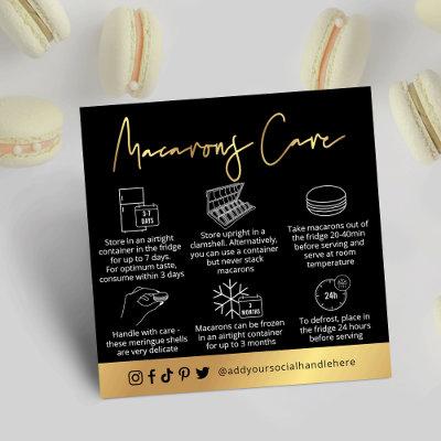 Black & Gold Modern Macarons Pastry Chef Square