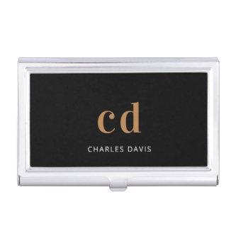 Black gold monogram initails name minimalist  case