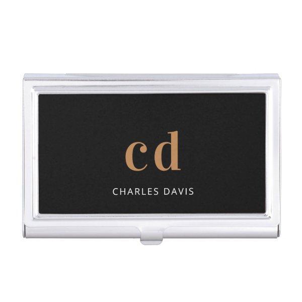 Black gold monogram initails name minimalist  case