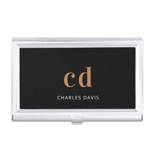 Black gold monogram initails name minimalist case