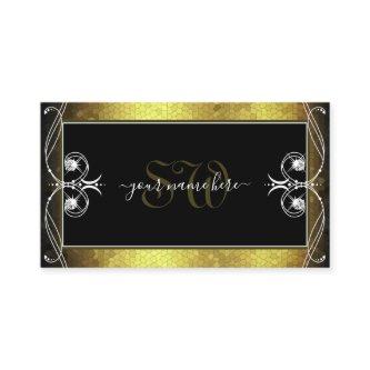 Black Gold Mosaic Ornate Sparkle Diamonds Initials